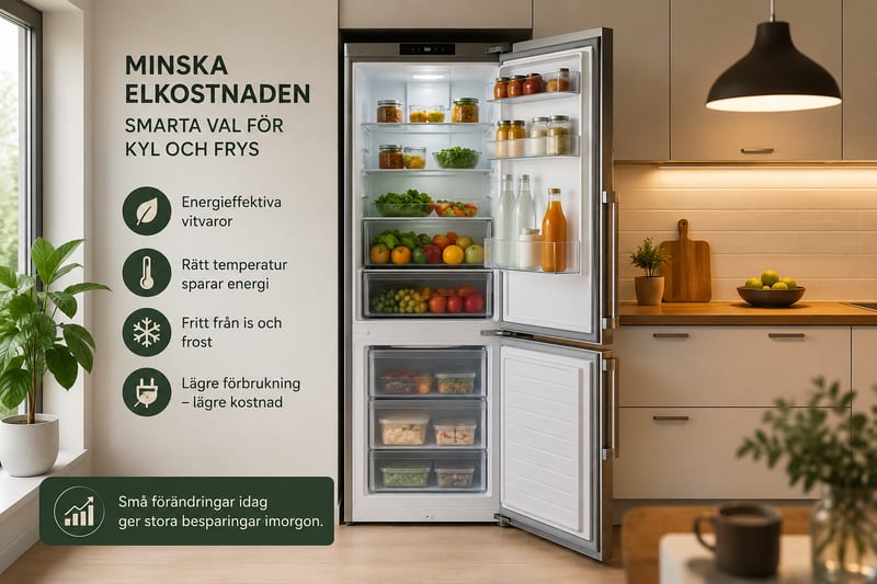 Vitvaror i kök som symboliserar hushållsapparaters elförbrukning