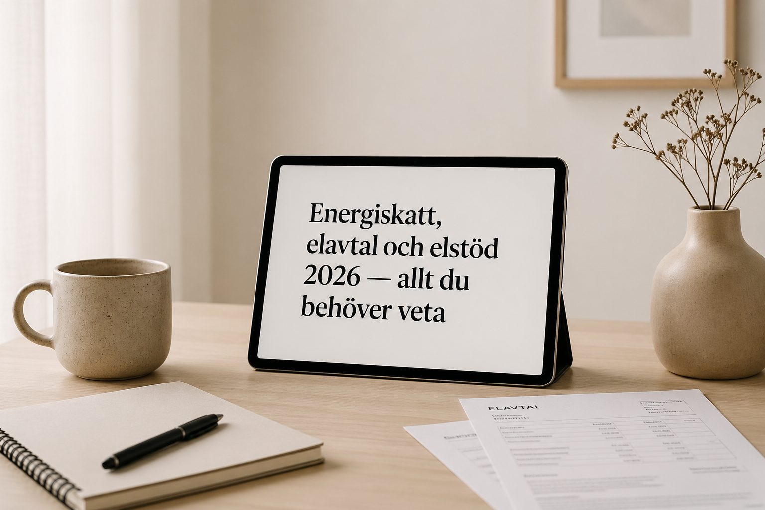 Skattedeklaration och elräkning, symboliserar energiskatt på el