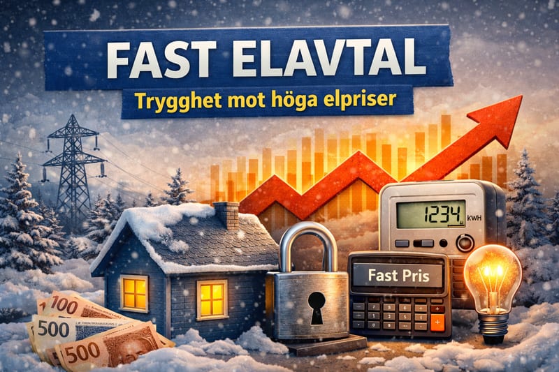 Hus med stabilt elavtal, symboliserar trygghet med fast elpris